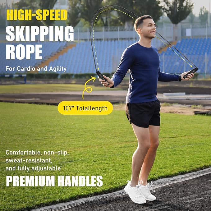 Soccer Training Equipment, Agility Speed Training Set with 20ft Speed Ladder, 12 Cones, 4 Adjustable Hurdles, Jump Rope, Parachute | Ideal for Basketball, Football Practise, for Kids, Youth, Adults-StrideForce Fitness