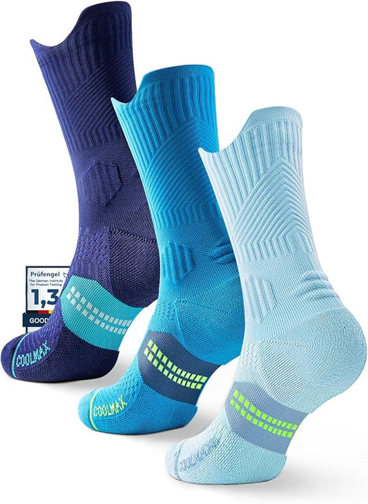 Mens Bamboo Viscose Coolmax Crew Compression Running Socks Athletic Hiking Workout Moisture Wicking Anti-Blister