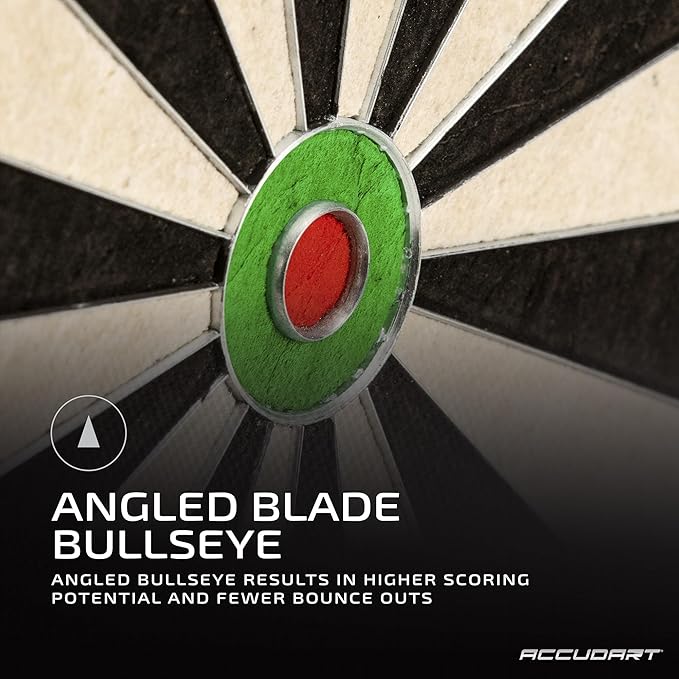 Accudart Edge Bristle Dartboard - Razor Thin Spider Wire Reduces Bounce Outs - Premium Brazilian Sisal - Advanced Metal Number Ring - Increased Playing Area - Super Thin Bullseye-StrideForce Fitness