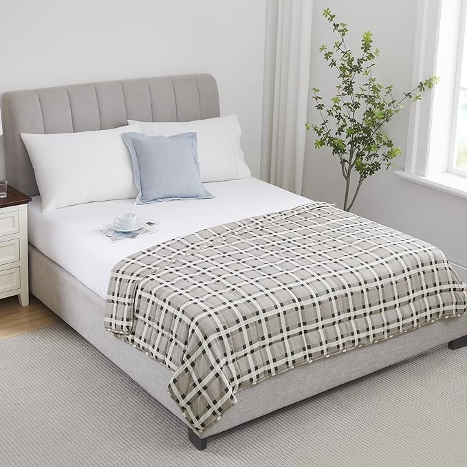 L'AGRATY Weighted Blanket - 60"x80" 15lbs Cooling Breathable Heavy Blanket Microfiber Material with Glass Beads for Adult All-Season Summer Fall Winter Soft Thick Comfort-StrideForce Fitness