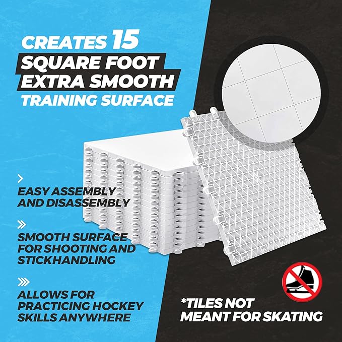 Premier Sports – Hockey Flooring Tiles for Training - 15 Pack of 12 x 12“ – Hockey Floor Mat for Creating Training Space - Hockey Training Equipment – for Hockey Stickhandling and Shooting Practice-StrideForce Fitness