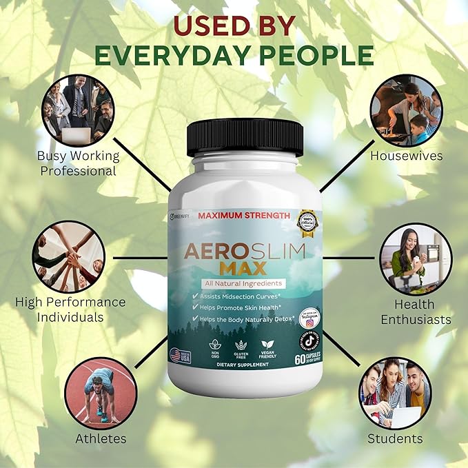 Aeroslim Max Natural Dietary Supplement, 60 Capsules, Maximum Strength, Vegan, Gluten Free, Non-GMO, Made in USA (1)-StrideForce Fitness