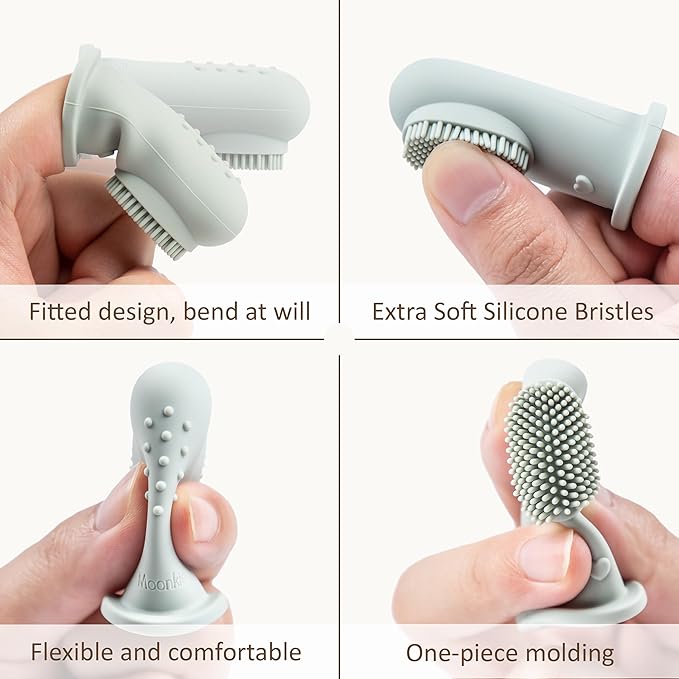 Moonkie Baby Finger Toothbrush Tongue Oral Cleaner Kit for 3 Months +, 3 Pcs (Blush/Pale Mauve/Blush)