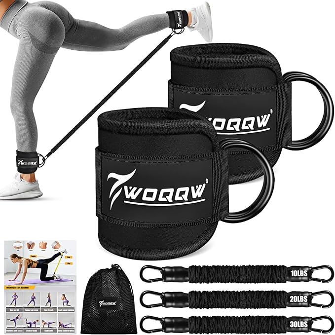 Ankle Resistance Bands with Cuffs, Ankle Bands for Working Out, Glutes Workout Equipment, Butt Exercise Equipment for Kickbacks Hip Fitness Training, Legs Resistance Bands for Women & Men
