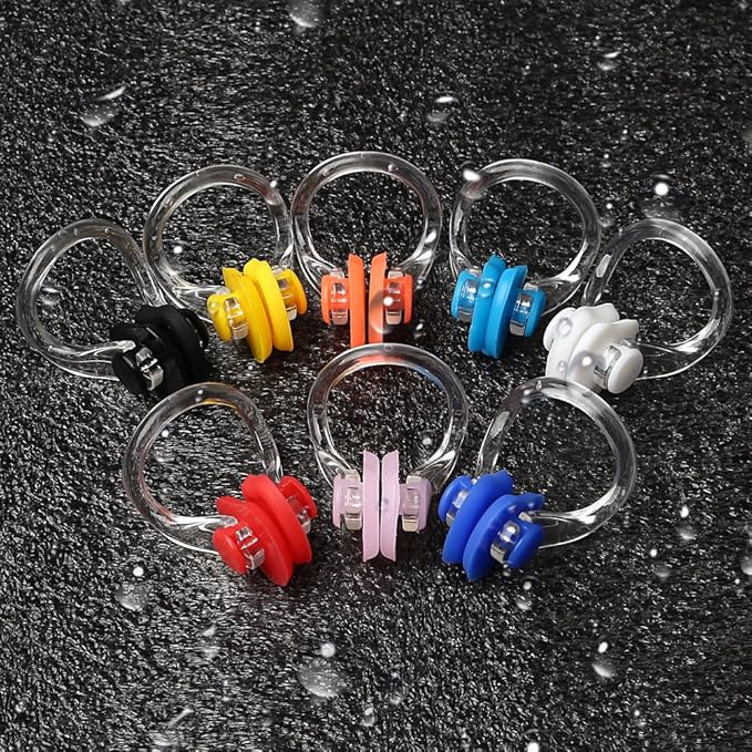 8 Pieces Silicone Swimming Nose Clip, Waterproof Silica Gel Surfing Nose Plug Protector Soft Latex Plugs for Kids and Adults (8 Colors)-StrideForce Fitness