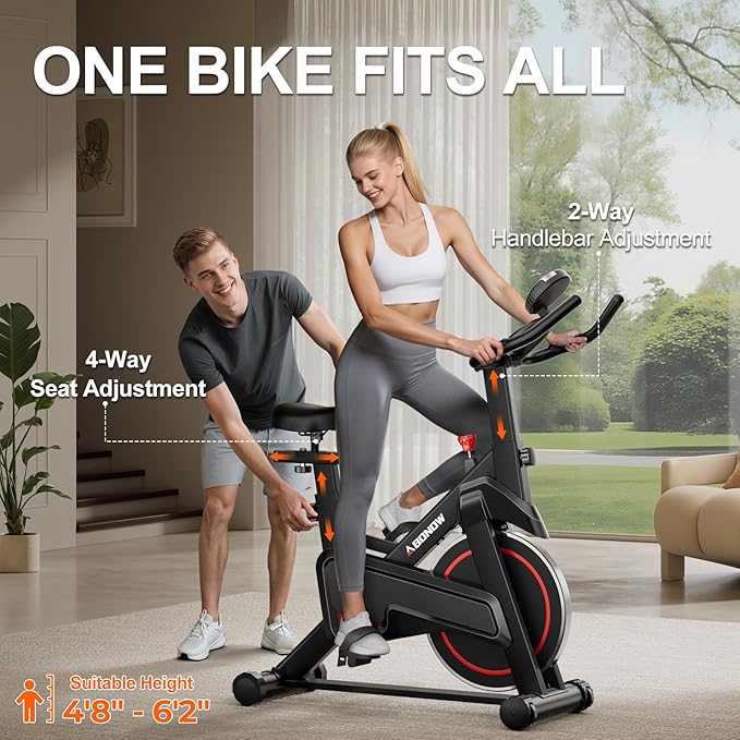 Exercise Bike, Adjustable Magnetic Resistance Stationary Bikes for Home with App Compatible, Indoor Cycling Bike with 300lbs Capacity Compact, Extra Comfort Seat & Tablet Mount-StrideForce Fitness
