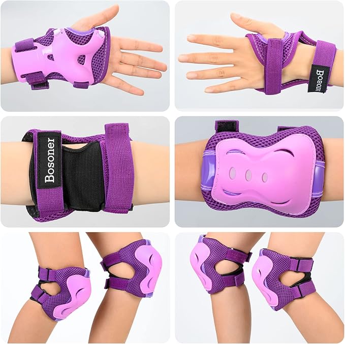 BOSONER Kids/Youth Knee Pad Elbow Pads Guards Protective Gear Set for Roller Skates Cycling BMX Bike Skateboard Inline Skatings Scooter Riding Sports-StrideForce Fitness