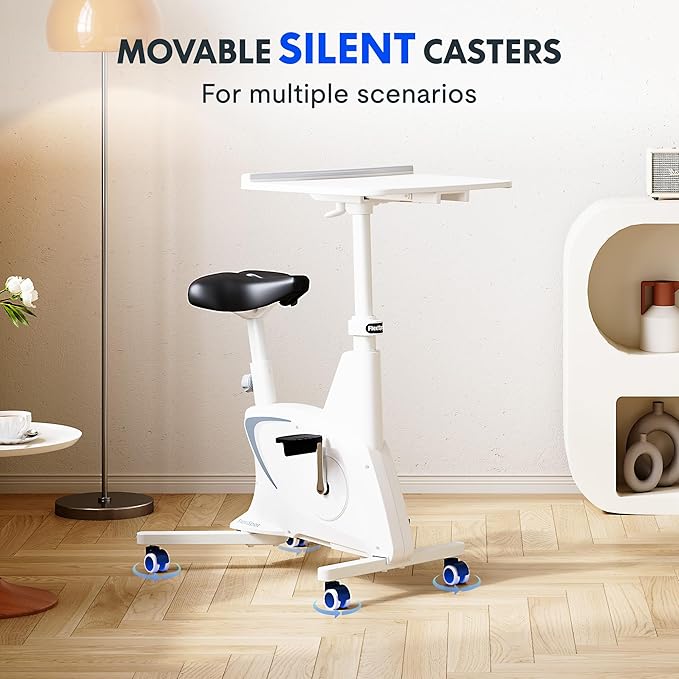 FLEXISPOT Exercise Bike with 2D Desktop, Space Saving Under Desk Bike with Removable Desk, Stationary Bikes Indoor Bikes with 300LBS Heavy Duty 8-Level Resistance Flywheel Optional LCD, V9PRO/V9MAX-StrideForce Fitness