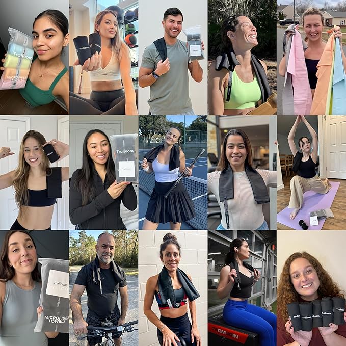 Microfiber Workout Towels - Quick Dry, Highly Absorbing, Odor-Free, for Women & Men - Gym Sweat Sports Towel for Hot Yoga, Tennis, Running, Exercise, Working Out, Camping, Set of 5 Pastel-StrideForce Fitness