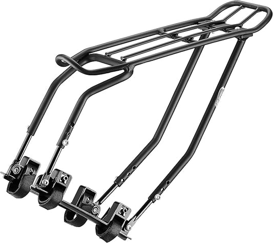 Ibera Bike Rack - Bicycle Touring Carrier Plus+ for Disc Brake/Non-Disc Brake Mount, Fat Tire Bikes, Frame-Mounted for Heavier Top & Side Loads, Height Adjustable for 26"-29" Frames-StrideForce Fitness