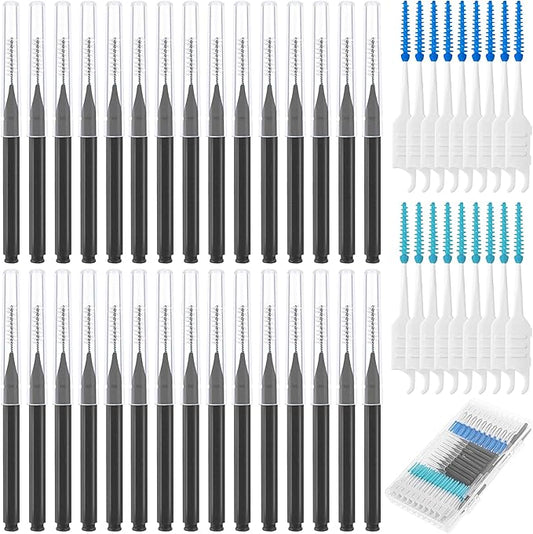 255 Pieces Braces Flossers for Braces, Interdental Brush Soft Dental Floss Picks Braces Cleaning Kit Toothpick Dental Brush Braces Teeth Flossers Brushes for Tooth Cleaner(Black)