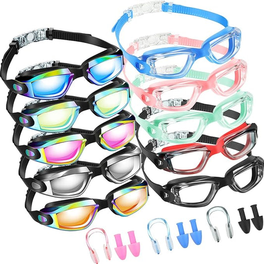 Konohan 10 Pack Swim Goggles Bulk for Kids adult Pool Goggles Anti Fog Silicone No Leak Swimming Glasses for Men Women Youth-StrideForce Fitness