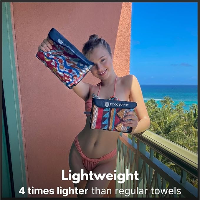 ECCOSOPHY Microfiber Beach Towel - Sand Free Towels are Quick Dry, Light Weight, Super Absorbent - Perfect Pool, Travel, Cruise, Camping Essentials - Oversized Extra Large for Adults 71x35 in-StrideForce Fitness