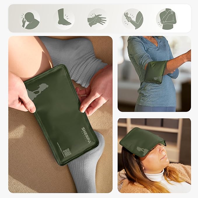 Small Flexible Gel Ice Packs for Injuries Reusable - Soft Hot and Cold Packs for Injuries for Ankle, Hand, Wrist, Head Pain Relief - 5" x 10" - 2PK - Green-StrideForce Fitness