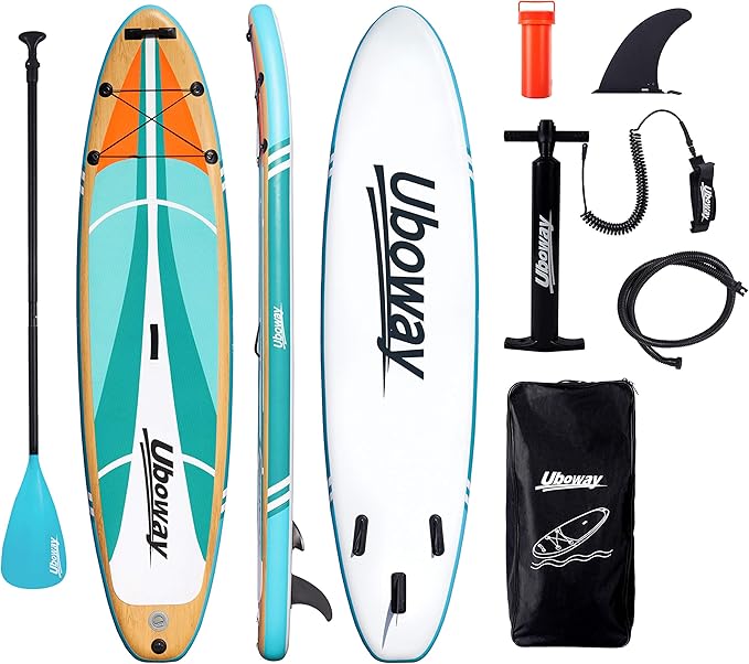 Inflatable Stand Up Paddle Board: Uboway Inflatable Kayak Paddle Board with Premium SUP Accessories, Non-Slip Comfort Deck with Backpack, Bonus Dry Bag & Hand Pump, Sup Board for Yoga Fishing Surf-StrideForce Fitness