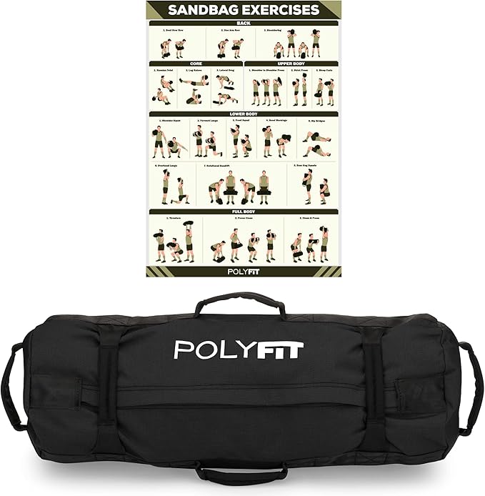 Polyfit Classic Sandbag - Heavy Duty Workout Sandbag for Fitness with 8 Gripping Handles for Sand Bag Weight Training - Multiple Colors & Sizes-StrideForce Fitness
