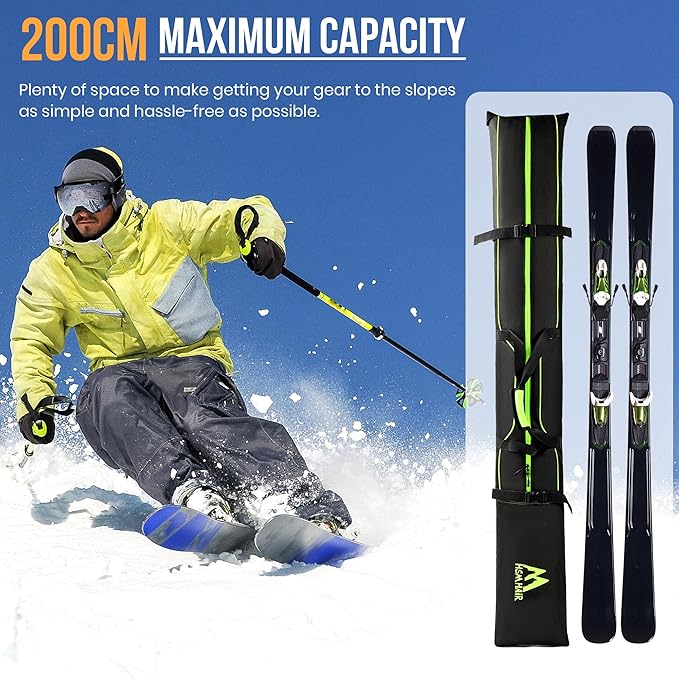 Ski Bag and Boot Bag Combo,Padded Ski Bag Set for Air Travel,Snow Ski Bags for Adults,Water- resistant Ski Boot Bag Fits for Skis Up to 200 CM and Boots Up To Size US13-StrideForce Fitness