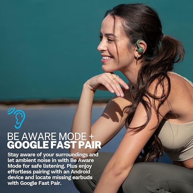 JLab Go Sport+ Wireless Workout Earbuds Featuring C3 Clear Calling, Secure Earhook Sport Design, 35+ Hour Bluetooth Playtime, and 3 EQ Sound Settings (Green)-StrideForce Fitness