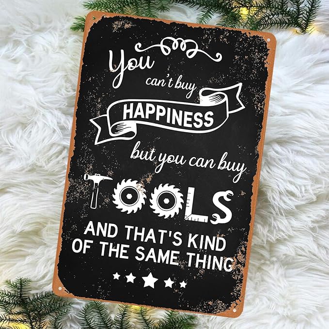 Garage Signs for Men Mechanic Shop Decor Funny Tool Rule Metal Tin Signs for Dad Garage Gifts Grandpa Workshop Wall Decor 8x12 Inch-StrideForce Fitness