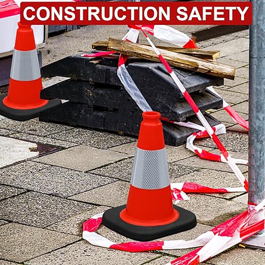 OrangeStar 8 Pack 12" Orange Traffic Safety Cones, PVC Parking Construction Cones w/Reflective Collar, Heavy Duty Base for Driving Practice, Parking Lots and Roadwork-StrideForce Fitness