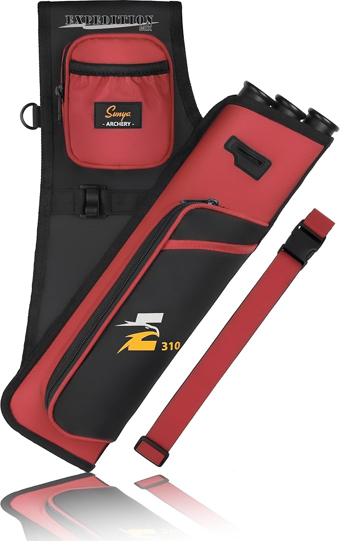 SUNYA Archery Hip Quiver for Arrows. Includes 3 Tubes Arrow Holder, Accessories Pockets and Waist Belt. Fit for Compound and Recurve Bow Practice.-StrideForce Fitness