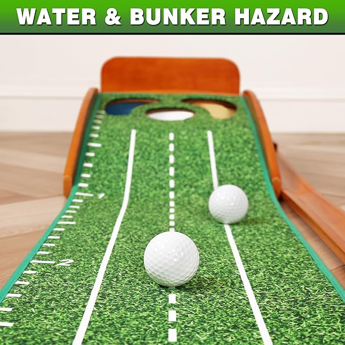 CHAMPKEY Professional Hazard Golf Putting Green Come with Golf Putting Gates and Putting Mirror - Progressive Slope Tech and Noise Reduction Tech Golf Putting Mat-StrideForce Fitness