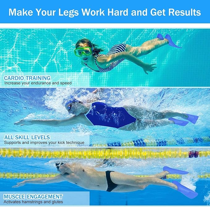 Gintenco Swim Fins, Kids Swim Training Fins for Lap Swimming, Travel Size Flippers with Mesh Bag, Silicone Swimming Fins for Kids Teens Adults Women Men-StrideForce Fitness