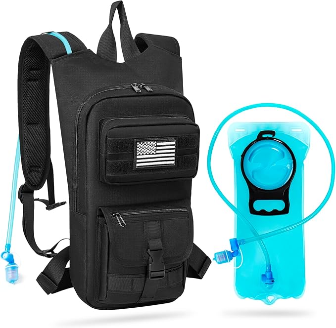 Hydration Backpack, Tactical Molle Water with 2L TPU Water Bladder, for Men Women Lightweight Water Backpack, Hydration Pack for Hiking, Biking, Climbing and Hunting-StrideForce Fitness