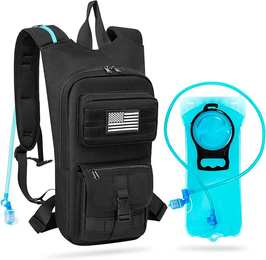 Hydration Backpack, Tactical Molle Water with 2L TPU Water Bladder, for Men Women Lightweight Water Backpack, Hydration Pack for Hiking, Biking, Climbing and Hunting-StrideForce Fitness