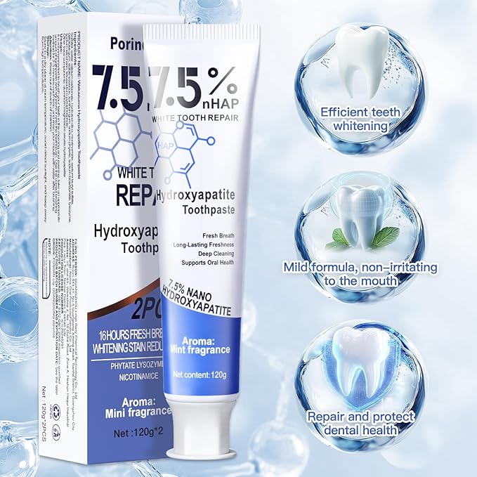 Nano Hydroxyapatite Toothpaste – Remineralizing, Whitening & Fluoride-Free Toothpaste for Sensitive Teeth, Cavity Reversal, Enamel Repair & Gum Care, Suitable for Kids & Adults
