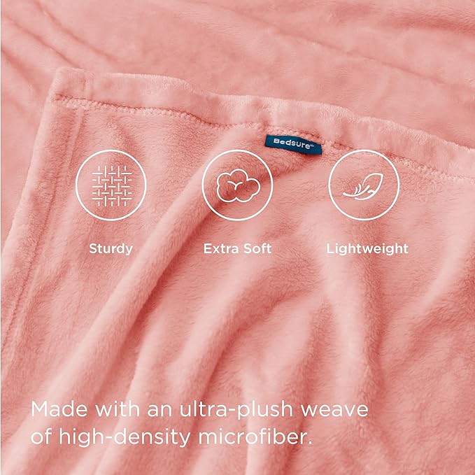 Bedsure Fleece King Size Blankets for Bed Pink - Soft Lightweight Plush Cozy Fuzzy Luxury Microfiber, 108x90 inches-StrideForce Fitness