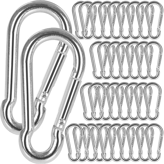 60Pack 2” Spring Snap Hooks, Galvanized Steel Small M5 Carabiner Clips Keychain, 220lb Capacity Heavy Duty Quick Link for Outdoor Camping, Swing, Fishing, Hammock, Dog Leash, Hiking-StrideForce Fitness
