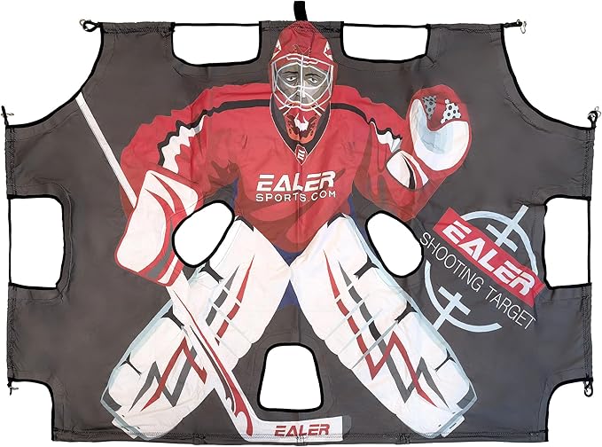 EALER Hockey Goal with Shooting Targets – 6′×4′ Portable Street & Ice Goal, Heavy-Duty 2″ Steel Frame, 11 Target Holes, Tear-Proof Fabric, Official Size, Easy Backyard Assembly-StrideForce Fitness