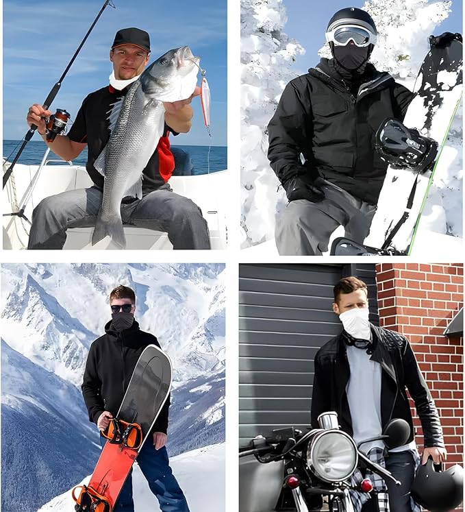 5 Pack of Balaclava Headgear, Outdoor Men's and Women's Ski Caps, Mask, Airsoft Gun, Motorcycle Cover, Helmet (Black, White)-StrideForce Fitness