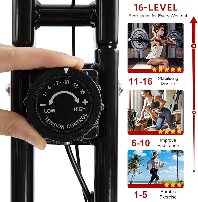 BARWING Stationary Exercise Bike for Home Workout, 5 IN 1 Foldable Indoor Cycling Bike for Seniors, 350LB Capacity, 16-Level Magnetic Resistance, Seat Backrest Adjustments-StrideForce Fitness