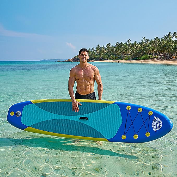 10'6"Inflatable Stand Up Paddle Board Ultra Portable-Lightweight & Stable|All-in-One Kit w/Aluminum Paddle, Dual-Action Pump & Backpack|Lakes & Oceans Ready for Family Recreation by Aquajourney-StrideForce Fitness