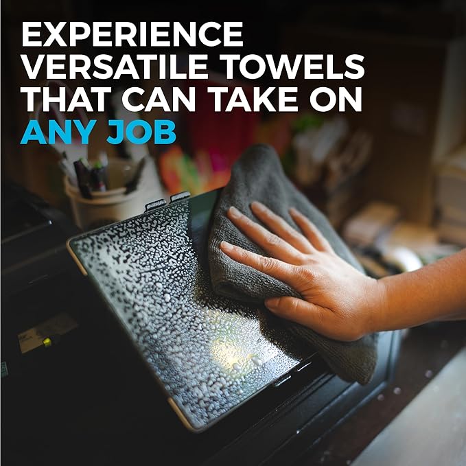 The Rag Company - All-Purpose Microfiber Terry Cleaning Towels - Commercial Grade, Highly Absorbent, Lint-Free, Streak-Free, Kitchens, Bathrooms, Offices, 300gsm, 16in x 16in, Grey (12-Pack)-StrideForce Fitness