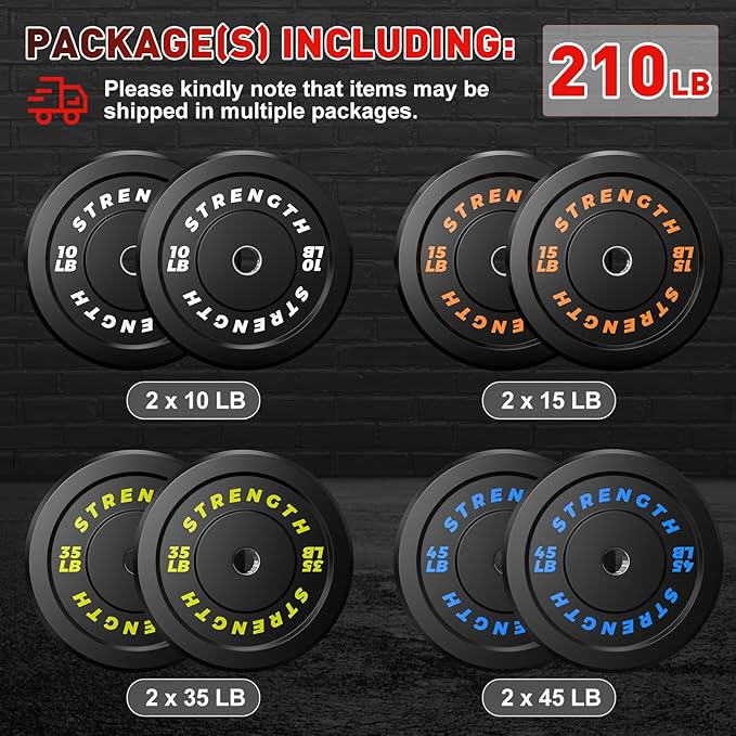 Olympic Rubber Bumper Weight Set - 2 Inch Barbell Plates for Home Gym Strength Training-StrideForce Fitness