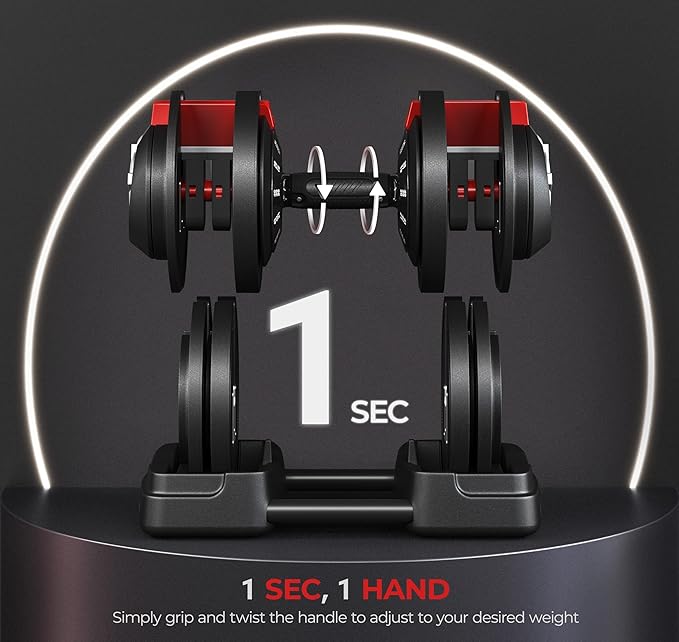 Yaheetech Adjustable Dumbbell Set Free Weight Dumbbells 40lbs/52.5lbs/90lbs Fast Adjust Dumbbells Dumbbell Weight Set, with Tray for Men/Women Strength Training Equipment-StrideForce Fitness