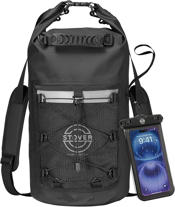 STOVER 5/10/25/30/40/55L Waterproof Backpack- Floating Dry Bag for Kayaking, Travel, Beach, Hiking, & Camping, Men/Women-StrideForce Fitness