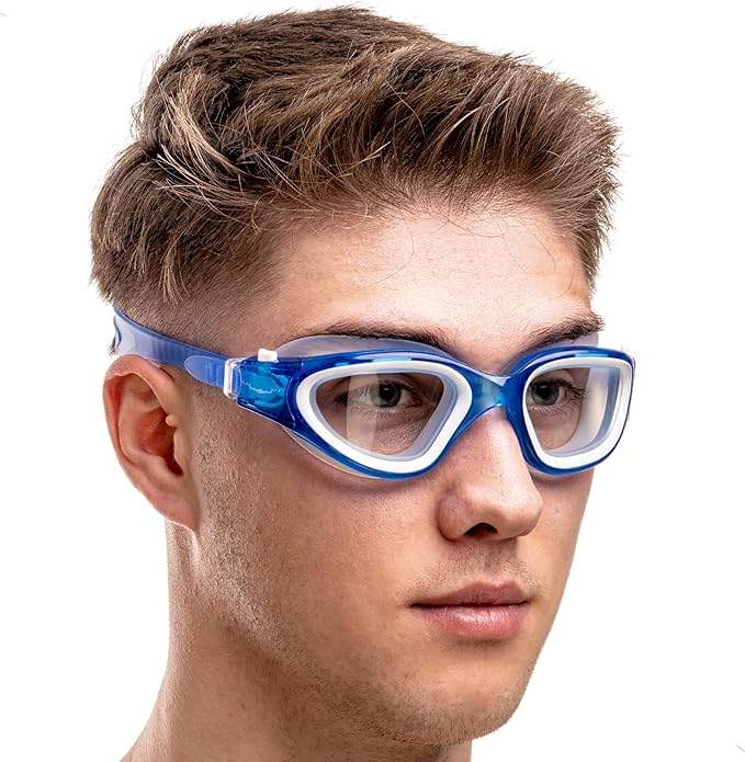 AqtivAqua Swimming Goggles, DX Wide View Swim Goggles for Adult Men Women, Anti Fog No Leaking-StrideForce Fitness