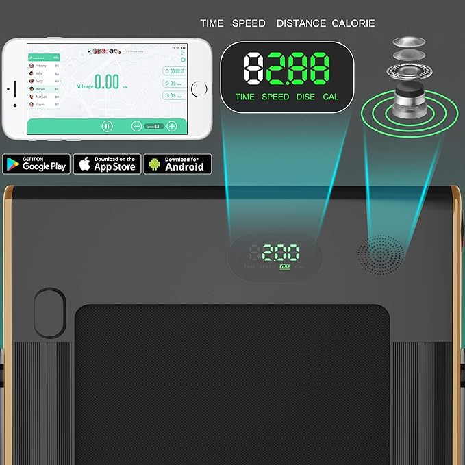 GYMAX Walking Pad, 2.25HP Foldable Treadmill with Smart App & Remote Control, Bluetooth LED Monitor, Small Spaces Compact Running Machine, Folding Portable Under Desk Treadmill for Home Office-StrideForce Fitness