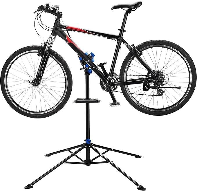 Pro Stand Plus Bike Rack - Heavy-Duty Telescoping Bicycle Stand with Tool Tray, Rotating Clamps, and Adjustable Handlebar Rod by RAD Cycle (Black)-StrideForce Fitness