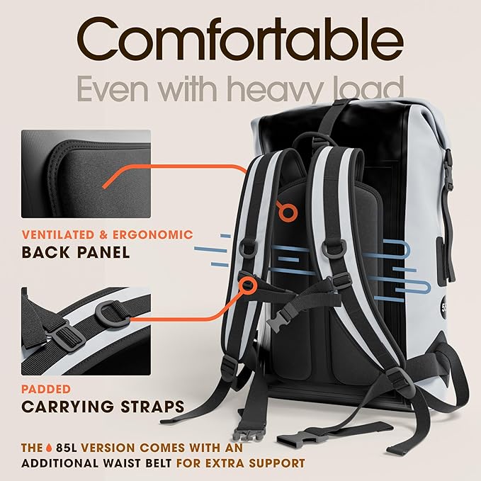 Earth Pak Waterproof Backpack - Heavy Duty Hiking Backpack - Roll-Top Closure Bag - Cushioned Dry Bag Waterproof Phone Case-StrideForce Fitness