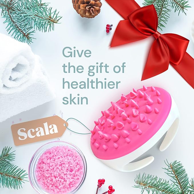Scala Silicone Anti Cellulite Massager, Body Shower Scrubber, Cellulite Remover - Improve Circulation, Distribute Fat Deposits, Body Massager, Exfoliator, Fat Roller Use with Creams and Oils - Pink-StrideForce Fitness