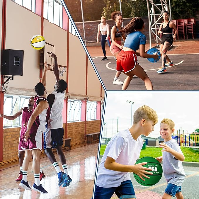 HyDren 12 Pcs Basketballs Bulk with Pump Donation Supplies Size 5/6/7 Deflated Basketball for Outside Sport Operation Machine Stitched Ball-StrideForce Fitness