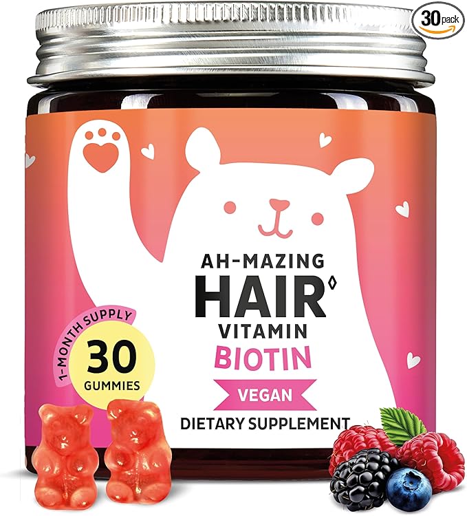 Biotin Gummies for Hair, Skin & Nails. 5,000 mcg High Potency Vegan Vitamins for Faster Hair Growth, Stronger Nails & Healthy Skin. with Vitamins C & E, 30 Gummies-StrideForce Fitness