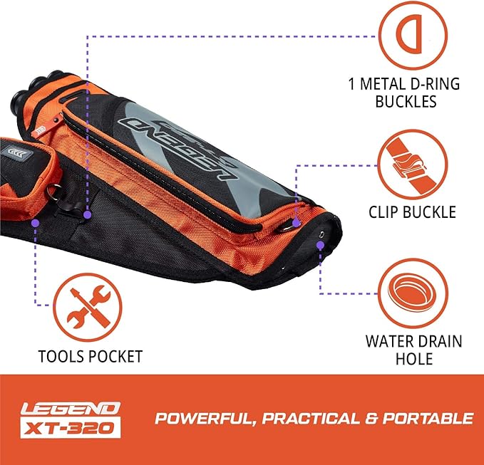 LEGEND XT320 Archery Quivers - Nylon Hip Quivers with 3 Arrow Tube Cases for Target Shooting - Adjustable Waist Belt, T-Slot, Storage Compartments for Accessories, Gear, Tools, Release Tab, Score Card-StrideForce Fitness