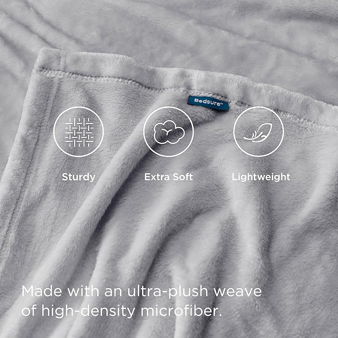 Bedsure Fleece Blankets King Size Light Grey - Bed Blanket Soft Lightweight Plush Cozy Fuzzy Luxury Microfiber, 108x90 inches-StrideForce Fitness