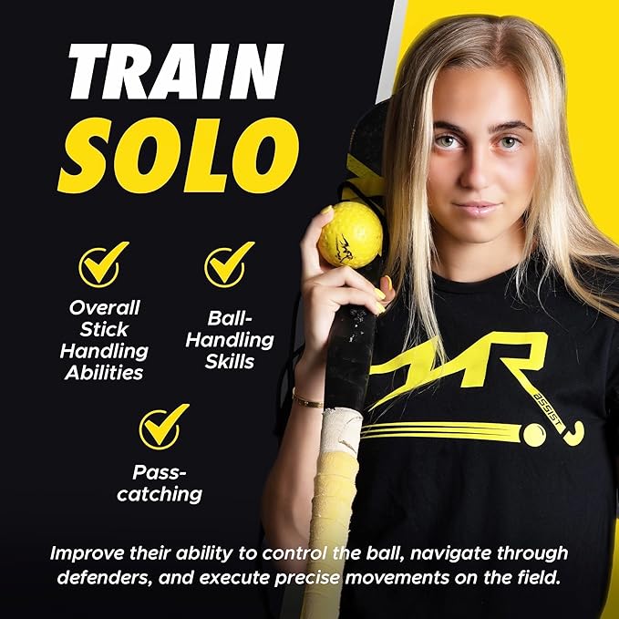 LLC - Hockey Trainer, Professional Field Hockey Ball for Solo Hockey Training, Off-Field Speed Training System, Hockey Stick Handling Balls, Portable with Sturdy Bungee Line, 1 Count-StrideForce Fitness